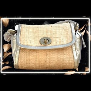 Coach Twill Gold Leather Pursue